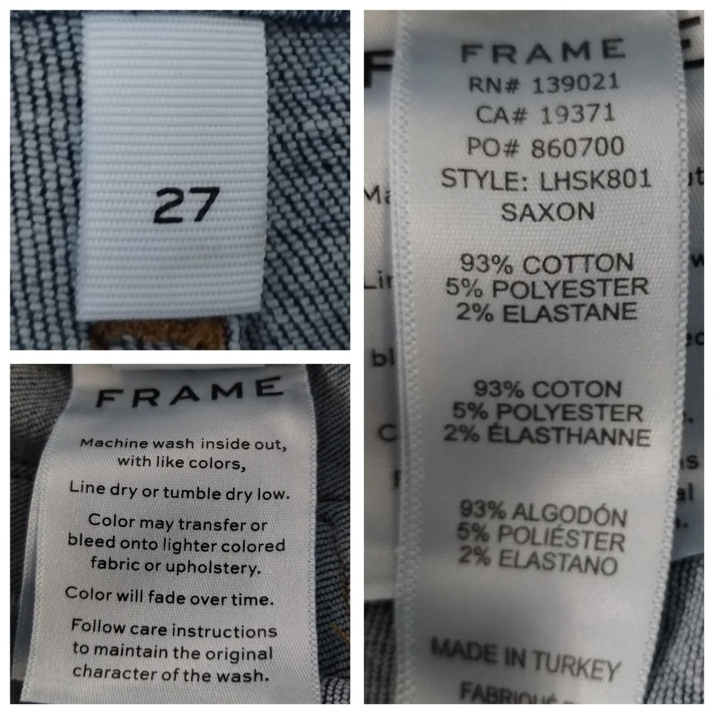 FRAME Le High Rise Skinny Jeans Distressed Saxon Wash Size 27 - Picture 4 of 6